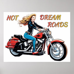Meisje Hot Dream Roads Poster