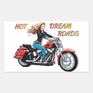 Meisje Hot Dream Roads Rechthoekige Sticker
