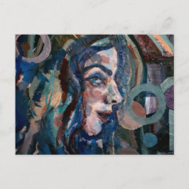 Meisje houdt van blues briefkaart