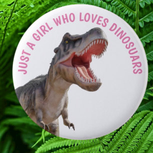 MEISJE Houdt Van Dinosauriërs Ronde Button 5,7 Cm