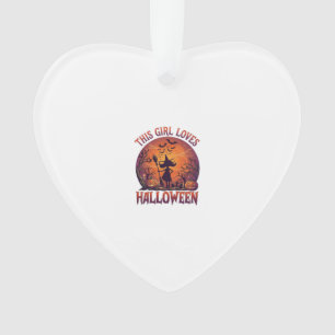Meisje houdt van Halloween Heksen Pompoenen Vleerm Ornament
