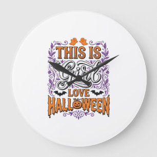 Meisje houdt van Halloween Vintage Schattige Griez Grote Klok