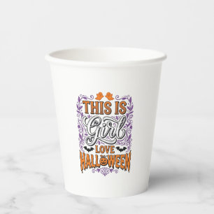 Meisje houdt van Halloween Vintage Schattige Griez Papieren Bekers