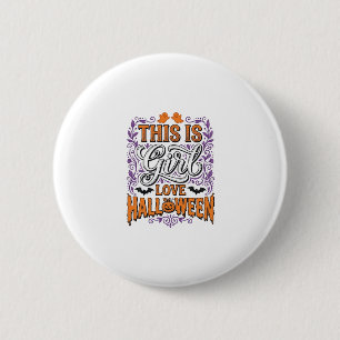 Meisje houdt van Halloween Vintage Schattige Griez Ronde Button 5,7 Cm