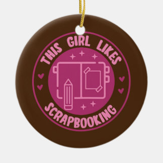 Meisje houdt van het scrapbooken van Hobby Crafter Keramisch Ornament
