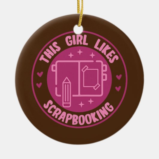 Meisje houdt van het scrapbooken van Hobby Crafter Keramisch Ornament (Voorkant)