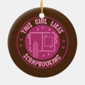 Meisje houdt van het scrapbooken van Hobby Crafter Keramisch Ornament (Achterkant)