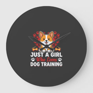 Meisje houdt van honden training Corgi Grote Klok