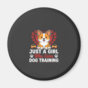 Meisje houdt van honden training Corgi Magneet