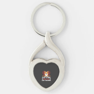 Meisje houdt van honden training Corgi Sleutelhanger