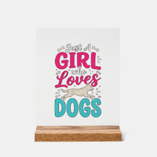 Meisje houdt van honden Vintage graveerwerk typogr Acryl Bord