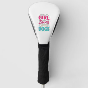 Meisje Houdt Van Honden Vintage Gravure Typografie Golfheadcover