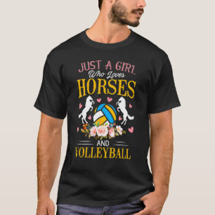 Meisje houdt van paarden en volleybal t-shirt