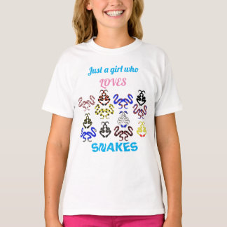 Meisje houdt van slangen T-shirt met kleurrijke sl