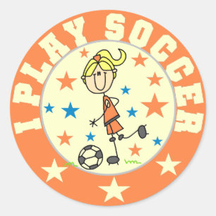 Meisje I Play Soccer T-shirts en cadeautjes Ronde Sticker