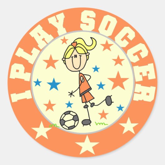 Meisje I Play Soccer T-shirts en cadeautjes Ronde Sticker (Voorkant)