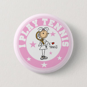 Meisje I Speel Tennis Tshirts en cadeaus Ronde Button 5,7 Cm