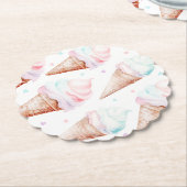 Meisje Ijs verjaardagsfeestje Kartonnen Onderzetters (Gekanteld)