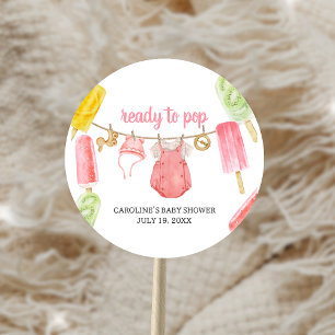 Meisje Ijslolly Baby Shower Ronde Sticker