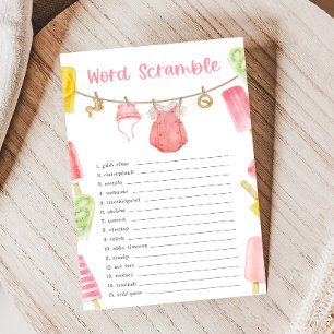 Meisje Ijslolly Baby Shower Woordzoekspel