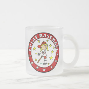 Meisje Ik speel honkbal T-shirts en cadeaus Matglas Koffiemok