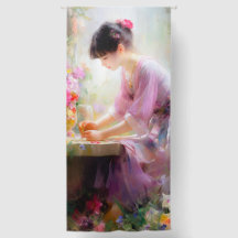 Meisje in bloementuin