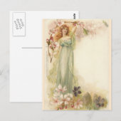 meisje in bloesems briefkaart (Voorkant / Achterkant)