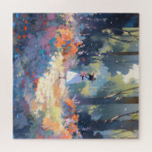 Meisje in bos anime impressionisme legpuzzel (Horizontaal)