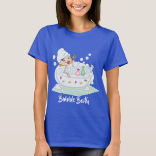 Meisje in Bubble Bath Blue T-shirt