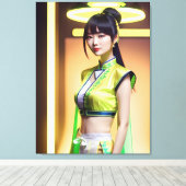 Meisje in citroen top canvas afdruk (Insitu (Houten vloer))