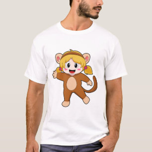 Meisje in Costume als aap T-shirt