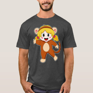 Meisje in Costume als aap T-shirt