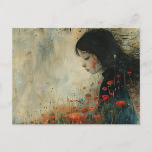 Meisje in de bloemen briefkaart