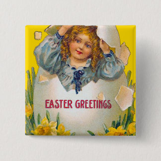 Meisje in de Button van de paasmaaltijd