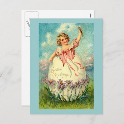 Meisje in de eierpap feestdagenkaart (Voorkant / Achterkant)