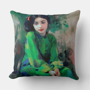 Meisje in de Groene Dress Kussen