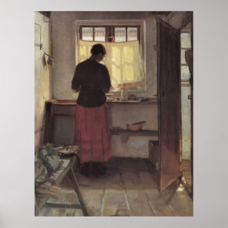 Meisje in de keuken van Anna Ancher Poster