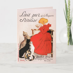 Meisje in de Rode Dress Drink melksteinlen Poster Kaart