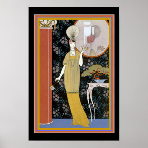 "Meisje in de spiegel" Art Deco 13x19 Afdrukken Poster