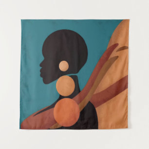 meisje in de troep. Mooie Afrikaanse vrouw. Zwart Wandkleed