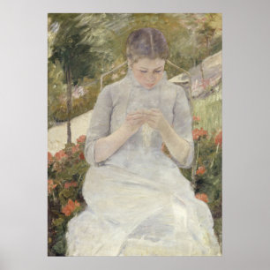 Meisje in de tuin van Mary Cassatt Poster