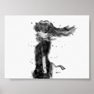 Meisje in de wind poster