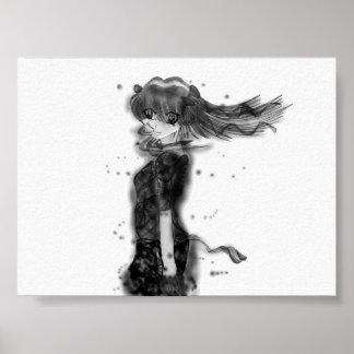 Meisje in de wind poster