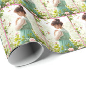 meisje in de zomertuin cadeaupapier (Rol Hoek)