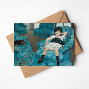 Meisje in een blauwe stoel Mary Cassatt Kaart