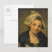 Meisje in een Bonnet, 1760 Briefkaart (Voorkant / Achterkant)