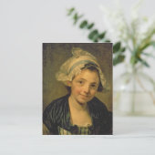 Meisje in een Bonnet, 1760 Briefkaart (Staand voorkant)