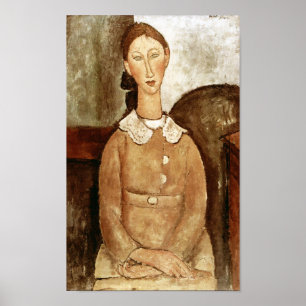 Meisje in een gele jurk, Modigliani Poster