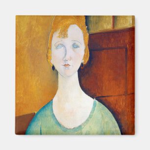 Meisje in een groene blouse, Modigliani Magneet