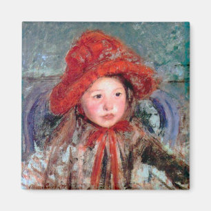 Meisje in een groot rood Pet, Mary Cassatt Magneet